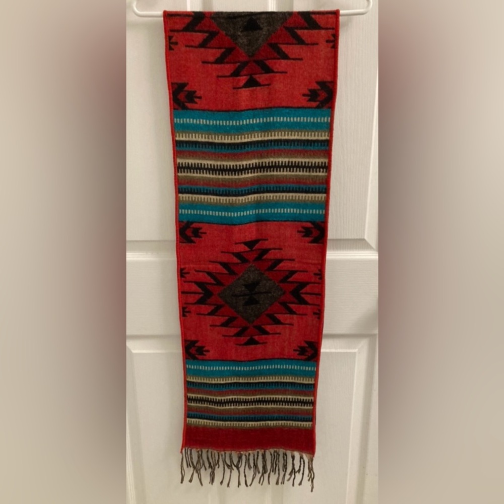 UNIQUE Cashmere hand tailored geometric aztec style scarf, excellent condition